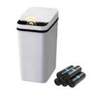 FRESHLIX Bathroom Trash Can 2.6 Gallon Automatic Small Garbage Can with Lid, Slim Motion Sensor Plastic Narrow Trash Bin for Bedroom, Kitchen, Office (A-Basic Battery Supply-Grey, 1 Pack(2.6 Gallon))