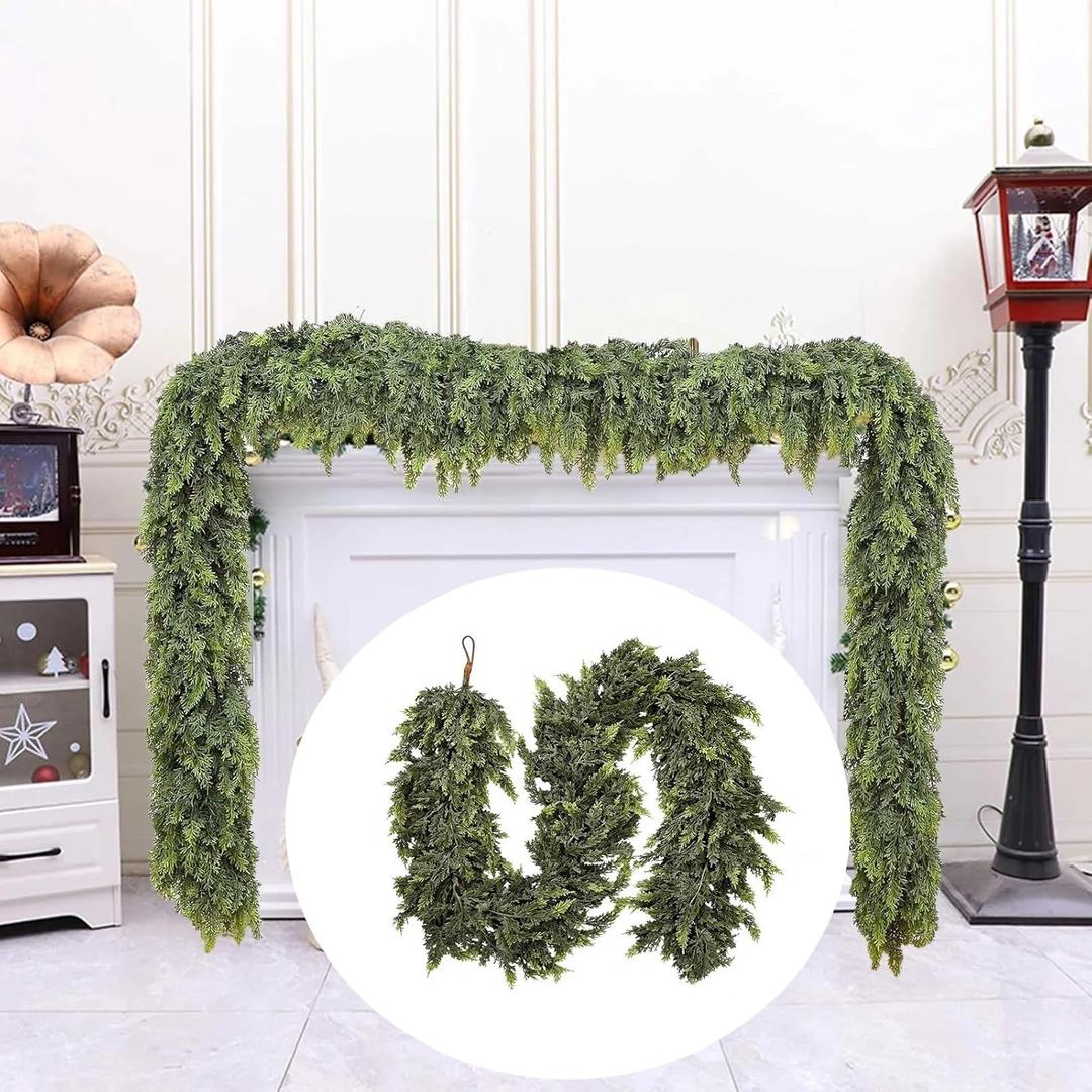 6Ft / 9FT Artificial Norfolk Pine Garlands,Christmas Garlands Real Touch Artificial Faux Greenery Garland for Table, Mantle, Wall Christmas Decoration Indoor Outdoor Decor (1, 6 FT)