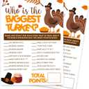 Thanksgiving Party Icebreaker Card - Who Is The Biggest Turkey -A Set of 20 Game Cards, Thanksgiving Dinner Game For Teens & Adults, Friendsgiving, Harvest, Holiday, Party Favor And Supplies - A03 (Three)