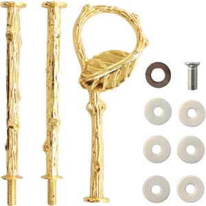 3 Tier 14" Heavy Metal Cake Stand Holder Fruit Plate Stand Fitting Hardware Rod (Golden_Leaves)