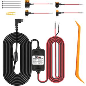 Dash Cam Hardwire Kit USB C,13ft Type-C Hard Wire Kit for Dash Camera,USB C Hard Wire Kit Fuse for Dashcam,12V-24V to 5V Hardwire Kit Car Camera Charger Power Cord with Low Voltage Protection (H511)