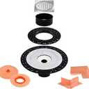 4 Inch Shower Drain Flange Kit Compatible with Schluter Kerdi Systems Shower Drain with Flange, Shower Floor Drain Kit, 304 Stainless Steel Grate & 2" ABS Flanges, Sliver Color