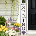 Spring Porch Decor Outdoor Decorations Wooden Door Decorations Indoor Outside Spring Porch Sign Rustic Lavender Welcome Sign for Front Door 46.8 Inch