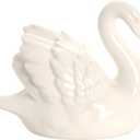 1 x Ceramic Swan Figurine - Modern Minimalist Porcelain Statue Art Decor, Knick Knacks Home Decor for Living Room, Office, Desk, Shelf Decoration (White)