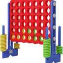 Patent Authorized Giant 4 Connect in a Row Game, Height Adjustable Jumbo Yard Games for Kids and Adults Outdoor Play, Backyard Large Four Connect Floor Games (Blue/Red)