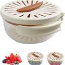 Fruit and Vegetable Drainer Container, Fruit Strainer with Foldable Handle, Drain Basket with Lid, Kitchen Washer Colander for Fruit and Vegetable, Brown