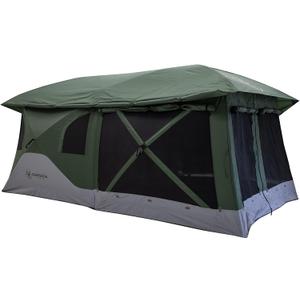 Gazelle T3 Tandem GT350GR Pop-Up Portable Camping Hub Tent, Easy Instant Set up in 90 Seconds, Alpine Green, 6-Person, Family, Overlanding, 82" x 152"