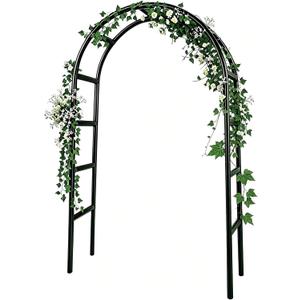 RUBFAC 7.8ft Garden Arch Trellis for Climbing Plants Outdoor, Metal Arch Frame Garden Arbors and Arches, Outdoor Archway for Flower Vines Wedding Bridal Party Decoration, Black