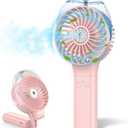MORECORE Portable Misting Fan, 180 Foldable Handheld Personal Fan with Mist Spray, 3 Adjustable Wind Speeds, USB Rechargeable for Travel Outdoors Makeup Camping Home Office (Pink)