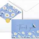 AZAZA 48 PK Floral Thank You Cards Unique Design, Wedding Cards with Envelopes Bulk, 4x6 Thank You Notes for Baby Shower, Bridal Shower, Sympathy (Blue Butterfly), Pack 2