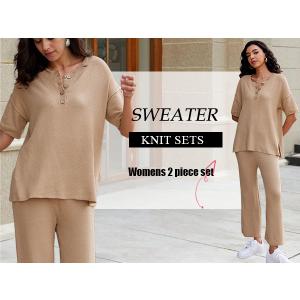 Ekouaer Lounge Sets for Women 2 Piece Pullover Sweater Set Knit Tops Wide Leg Pants Sweatsuits Casual Travel Outfits, Small