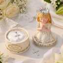 Bucherry First Communion Gifts for Girls 7.4 Inch Catholic First Holy Girl Praying Figurine Resin Box for Girls 1st Communion Gifts Baby Shower Religious Catholic Christian Table Decoration
