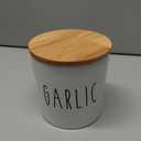Large Garlic Keeper with Wooden Lid - Garlic Holder Storage - Round Ceramic Garlic Container Storage to Keep Your Garlic Cloves Fresh Longer - Classic White Vented Garlic Keeper for Counter