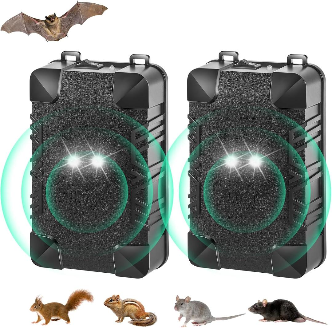 Rodent Repellent for Car Engine, Ultrasonic Mouse Repellent Battery Powered Rat Repellent for Car Rat Deterrent Under Hood with Flashing Lights,Keep Rodents Mice Out of Barn Garage Outdoors Indoors
