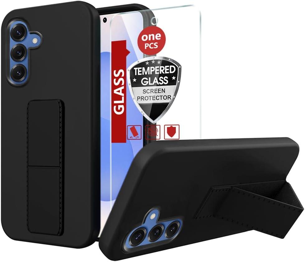 Compatible with Samsung Galaxy S25 5G 2025 Stand Case, Hide Folding Kickstand Silicone TPU Shockproof Protective Cover Case for Samsung S25 5G - Black