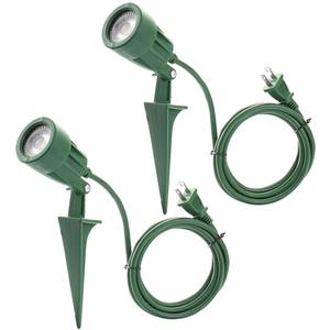 LED Christmas Spotlights Outdoor Plug in, Flood Stake Lights Outdoor, 5000K 350LM Landscape Light for Yard, Flag, Holiday Decor, Weather Resistant, 120V 6FT Power Cord, Green, ETL Listed, 2 Pack