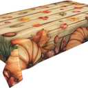 Fall Wooden Rectangle Tablecloth Washable Table Cloth 60x90 Inch Table Cover Waterproof for Decoration Kitchen Dining Room