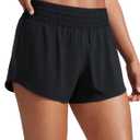 CRZ YOGA High Waisted Running Shorts for Women 2.5" - Mesh Liner Quick Dry Sport Athletic Workout Shorts with Zipper Pocket Black X-Small
