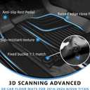 AOMSAZTO All Weather Floor Mats for Nissan Titan Crew Cab (Only) 2004-2015 | Custom Fit TPE 1st & 2nd Row Car Mats, 3-pc Black
