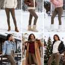 Fleece Lined Leggings Women Snow Pants Water-Resistant Insulated Winter Leggings Warm with Pockets Thermal Ski (Brown, M)