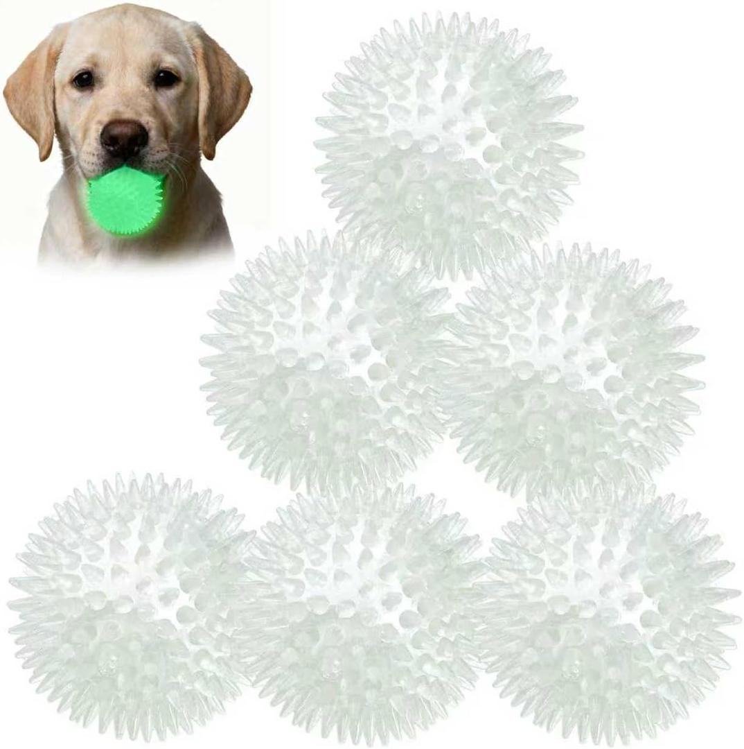 petizer Glow in The Dark Ball - Small Dog Balls, Squeaky Glow Ball for Dogs, Indestructible Puppy Teething Chew Toy for Aggressive Chewers Pack of 6 (2.5, Small Dogs)