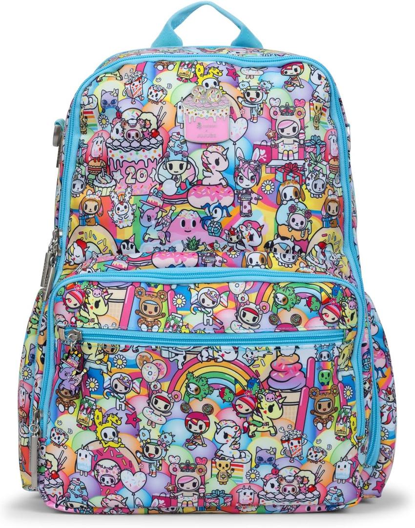 JuJuBe x tokidoki 20th Anniversary Zealous Celebration Backpack Diaper Bag, Purses for Women, Includes Changing Pad, Essentials for Mom, Newborn & Baby, Adjustable Padded Straps, Machine Washable