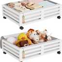 Wisuce Bamboo Under Bed Storage Containers- Underbed Organizer with Wheels with Dust Bag,Sturdy Wood Rolling Under the Bed Shoe Storage Organizer Drawers (White, 2 Pack (23.62"16.54"))