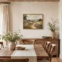 Framed Countryside Landscape Canvas Wall Art Print farmhouse Wildflower Meadow Poster Image Vintage Style Farmhouse Artwork for Gallery or Living Room Decor 16x24 Inch Ready to Hang