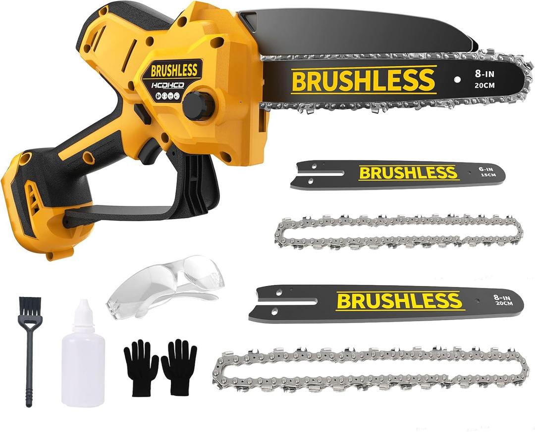 Mini Chainsaw Compatible With Dewalt 20V Battery MAX,8 Inch & 6 Inch Cordless Pruning Chainsaws,1000W Brushless Powered Mini Chain Saw for Tree Trimming (Not Battery)