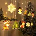 BLOOMWIN Window Lights Christmas Decor - 9.8ft LED Xmas Window Lights Indoor Curtain String Lights - 3D Hanging Christmas Novelty Decorations Bay Window Bedroom Snowflakes Snowman (Warm White)