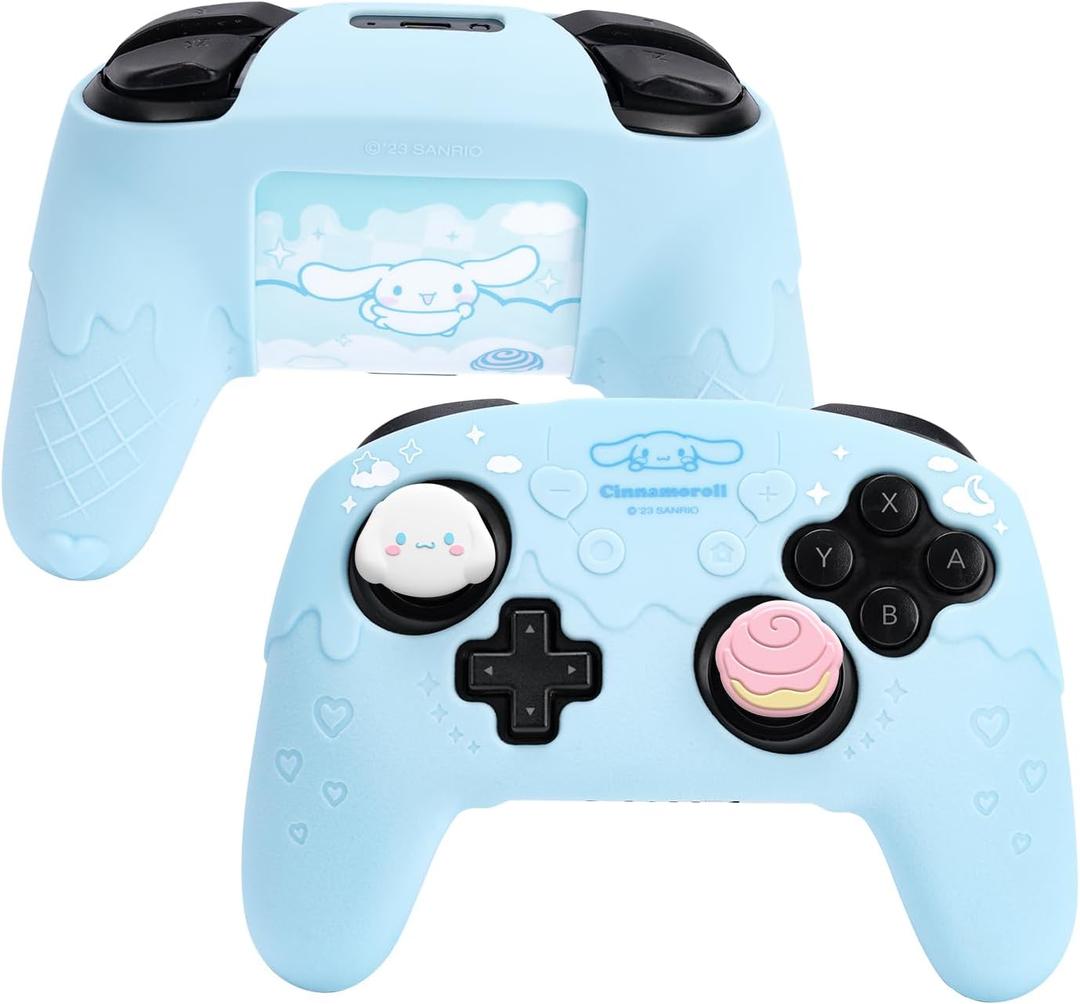 Protective Case for Switch Pro Controller, Soft Silicone Skin Cover, Anti-Slip Controller Grip with 2 Thumb Grip Caps and 1 Sticker
