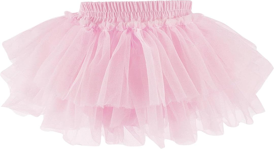Baby Girls Soft Fluffy Tutu Skirt with Diaper Cover, Tulle Dress Skirt 3 Layers Soft for Newborn,Toddler, Size: 6-12 Months
