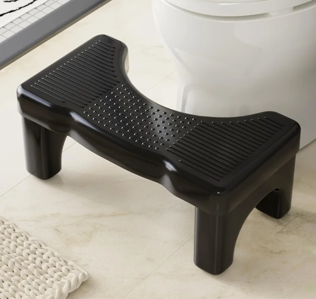 Black Toilet Stool Squat Adult, 7" Squatting Poop Stool for Toilets, Bathroom Foot Rest Stools for Pooping, Potty Toilet Step Stool for Toddlers & Adults, Non-Slip Pads