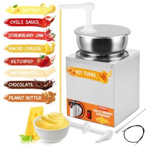 Nacho Cheese Dispenser Warmer 4.2Quart Cheese Warmer with 2 Pumps&9 Stickers, Hot Fudge Dispenser Warmer 5-Level Insulated Pump Dispenser for Cheese Sauce Fudge Butter Caramel110V