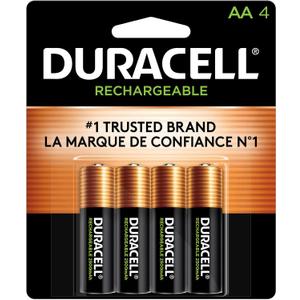 Duracell Rechargeable AA Batteries 4 Count, Long-lasting Power, All-Purpose Pre-Charged NiMH Double A Battery for Household and Gaming Devices