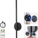 Battery Operated Wall Sconce 19.7 inch Rechargeable Wireless Wall Light with IR Remote Control Dimmable 360 Rotatable Magnetic Wall Lamp for Living Room Bedroom Hallway Black