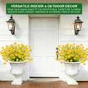 TURNMEON 12 Bundles Artificial Flowers for Outdoors Summer Decor, Realistic UV Resistant Fake Plants Faux Plastic Flowers for Outside Planter Home Gardens Porch Yards Spring Cemetery Decor(Yellow)