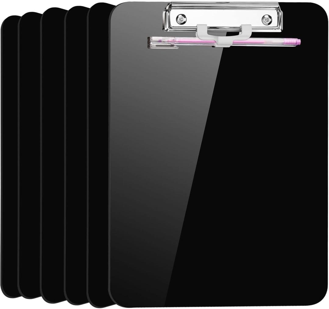 6 PCS A4 Clipboards,Plastic Clipboard with Pen Holder,Clip Boards 8.5x11 with Low Profile Clip,Cute Hanging Clipboard for School Office Supplies Clipboards for Kids,Portable Clip Board for Nurse