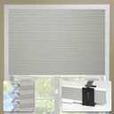Cellular Shades No Tools No Drill Custom Honeycomb Blinds Blackout for Window Easy Cutting Telescopic Track Cellular Blind Tin Grey, 29" W(19"-29") x 64" H