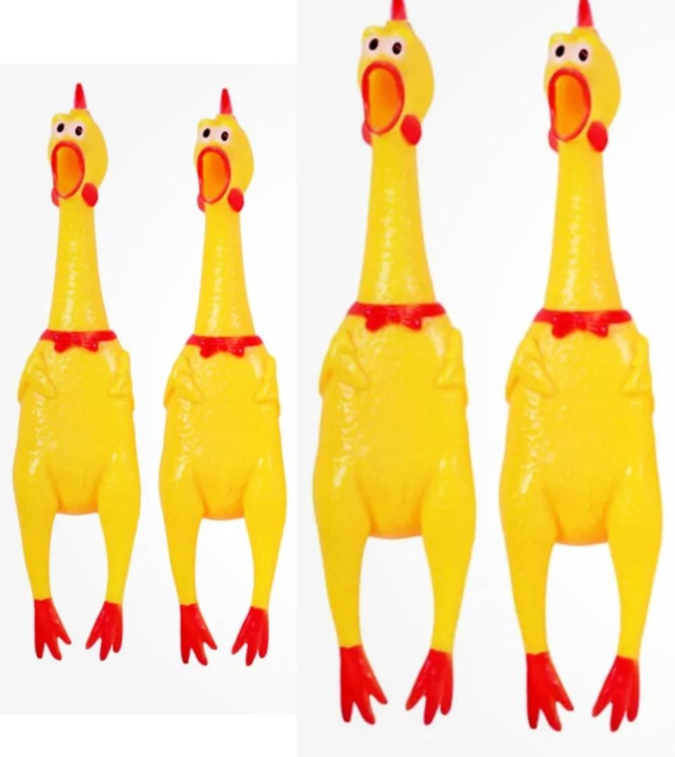 Pack of 4 PCS Screaming Chicken Yellow Squeaky Rubber Chicken Funny Style Dog Toy Novelty (2pcs 14 inch, 2 pcs 12 inch)