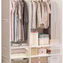 Portable Closet with Cover 43.3"L x 17.7"W x 65.1"H Wardrobe Closet White
