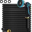 Non-Expandable Garden Hose 100ft Kink Free Flexible Water Hose with 10-Pattern Spray Nozzle, 3/4" Brass Connectors,Leak Proof,Abrasion Resistant Hose for Lawn, Yard, Car Washing, and Outdoor Use