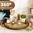Lazy Susan Turntable Organizer for Table Top, 18 Round Wooden Lazy Susan for Cabinet Kitchen Countertop Pantry Dining Coffee Table for Condiments Spices, Rustic Bathroom Vanity Tray for Soap Candle