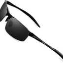 RONSOU Mens Sunglasses Polarized Sport UV Protection Ultralight Al Mg Sunglasses for Men Fishing Driving Golf (G1 Black Frame Gray Lens)