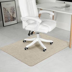 Chair Mat for Hardwood Floor, 47" x 60" Heavy Duty Office Chair Mat for Rolling Chairs, Anti Slip, Non-Curve, Floor Protector for Home Office, Ivory Linen Weave