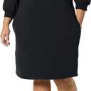 Amazon Essentials Women's Fleece Blouson Sleeve Boatneck Sweatshirt Dress (Available in Plus Size) (2X, Black)