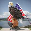 13.2" Real Eagle Statue, Funny Resin Bird Sculpture, Garden Outdoor Decor, Seabird Coastal Beach Accent, Eagle Pattern, Tropical Home Decor, Landscape & Patio Ornaments, Bald Eagle Gift (Multi Brown)