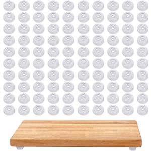 100 Pack Clear Rubber Feet for Cutting Board, Small Round Cutting Board Feet with Stainless Steel Screws, Non Slip Cabinet Door Bumper for Furniture Appliances Electronics