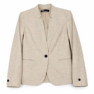 ZARA Women's Long Blazers Vests spring Casual Elegant Plain Single Breasted Long Sleeve Lapel Business coat (2)