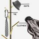 Freestanding Coat Rack with Natural Marble Base, 7 Heavy-Duty Hooks, Adjustable Height for Bedroom/Office/Hallway (Gold)